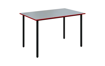JSB 120N Jídelní stůl 1200 x 800 mm, deska šedá s hranou červená flamengo / podnož černá